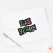 Sticker Rond Retro Las Vegas Neon (Enveloppe)