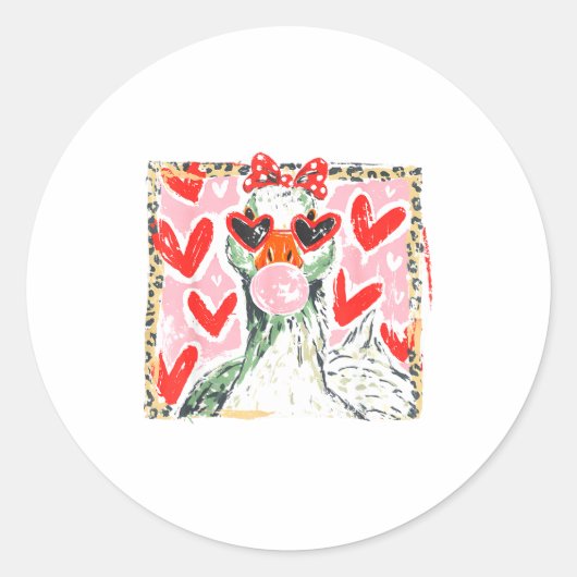 Sticker Rond Retro Leopard Valentine Goose Funny Nk Coquette Lo (Devant)
