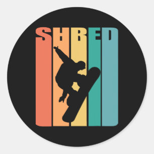 Sticker Rond Rétro les années 70 Vintage Snowboard Shirt Snowbo