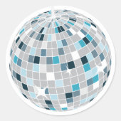 Sticker Rond Rétro “Let’s Disco” Boule Disco Anniversaire (Devant)