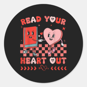 Sticker Rond Retro Lire votre coeur Sortir Valentines Jour Ense