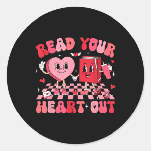 Sticker Rond Retro Lire votre coeur Sortir Valentines Jour Ense