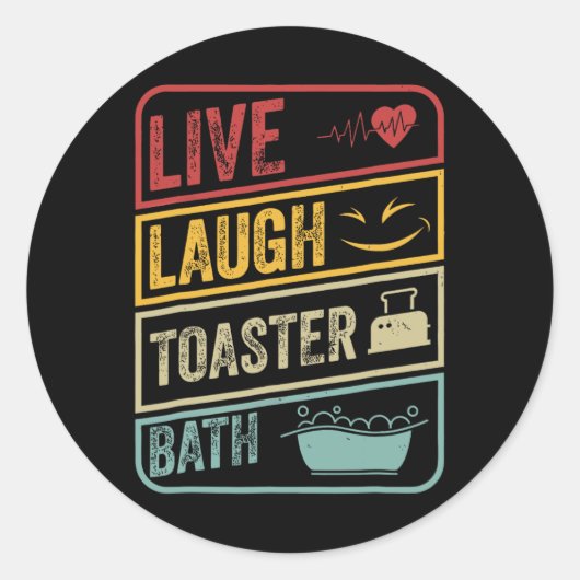 Sticker Rond Retro Live Lauder Toaster Bath Skeleton Funny Hall (Devant)