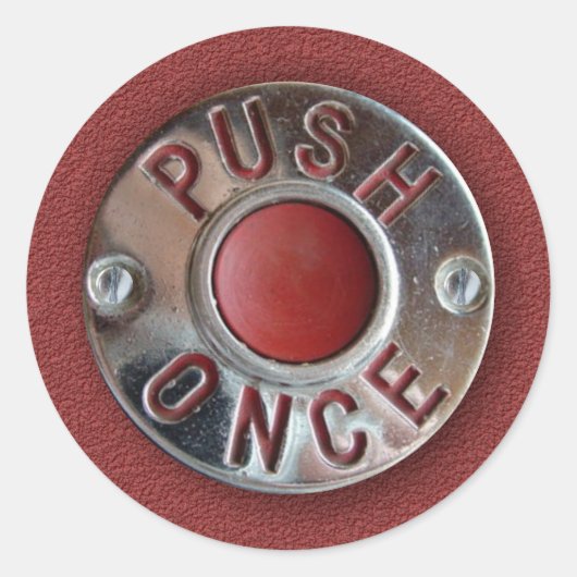 Sticker Rond Retro Londres Bus "Push Once" Demande d'arrêt (Devant)