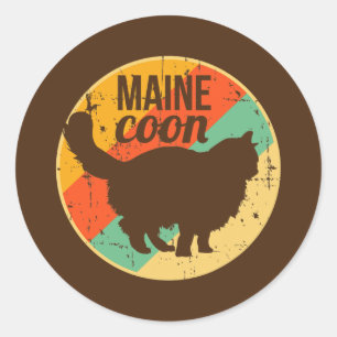 Sticker Rond Retro Maine Coon Amoureux des chats Propriétaire d