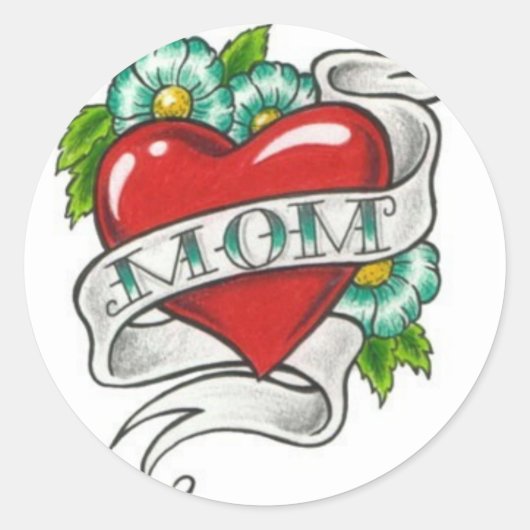 Sticker Rond Retro Maman Tattoo (Devant)