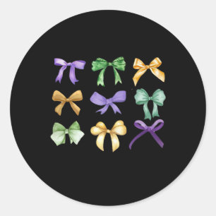 Sticker Rond Retro Mardi Gras Coquette Bow Louisiane Nouvelle-O