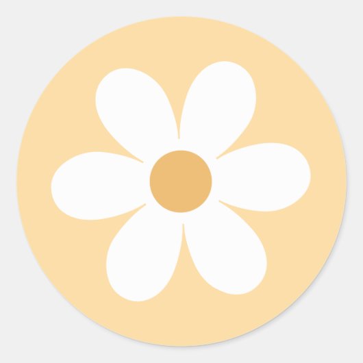 Sticker Rond Rétro marguerite jaune bohème (Devant)