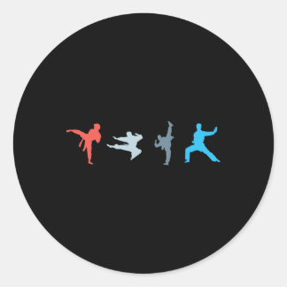Sticker Rond Retro Martial Art Black Belt Athlète Japonais Spor