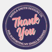 Sticker Rond Retro "Merci" Typographie Cool (Devant)