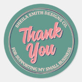 Sticker Rond Retro "Merci" Typographie Cool (Devant)