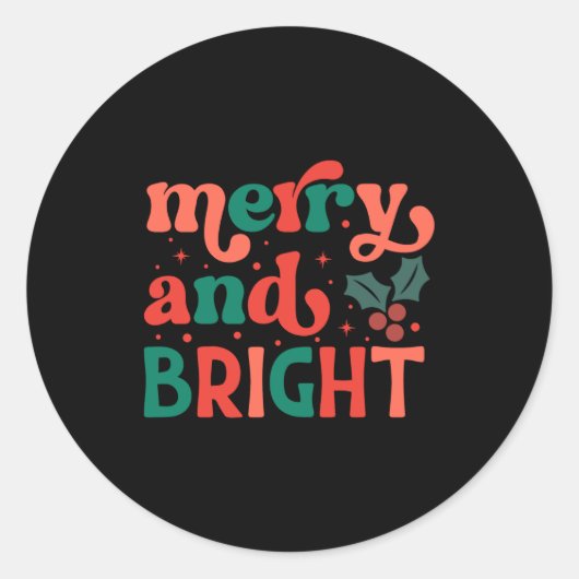 Sticker Rond Retro Merry Bright Christmas Baby  (Devant)