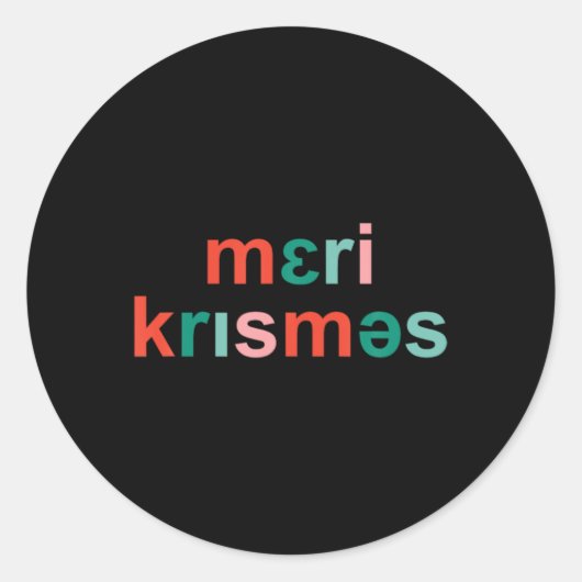 Sticker Rond Retro Merry Christmas Slp Phonetics Funny Speech T (Devant)