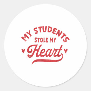 Sticker Rond Rétro Mes étudiants ont volé mon coeur mignon Vale