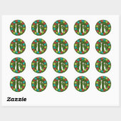 Sticker Rond Retro Mid-Century moderne Cool Chat Noël Wreath (Feuille)