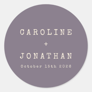 Sticker Rond Rétro minimaliste Dusty Purple Mariage de machine 