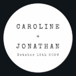 Sticker Rond Rétro minimaliste épiteuse blanche Mariage personn<br><div class="desc">Sticker Rtro Minimaliste Type Police Personnalisé Mariage Classic Rond en Blanc</div>