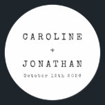 Sticker Rond Rétro minimaliste épiteuse blanche Mariage personn<br><div class="desc">Sticker Rtro Minimaliste Type Police Personnalisé Mariage Classic Rond en Blanc</div>