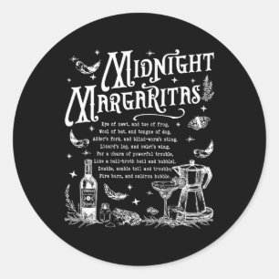 Sticker Rond Rétro Minuit Margaritas Funny Halloween magique