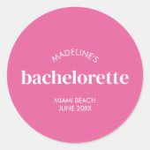 Sticker Rond Retro Moderne Rose Clair Fille Bachelorette  (Devant)