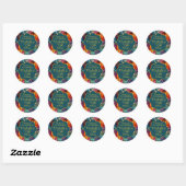 Sticker Rond Retro Moderne Turquoise Orange 75e anniversaire (Feuille)