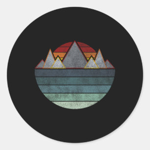Sticker Rond Retro Mountain Outdoors - Randonnée, Camping, Esca