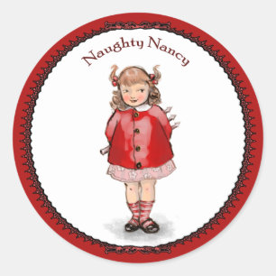 Sticker Rond Retro Naughty Nancy