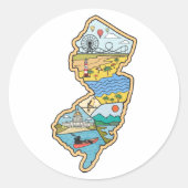 Sticker Rond Retro New Jersey Cape May Atlantic City Souvenir (Devant)