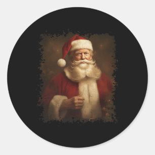 Sticker Rond Retro Noël Funny Trump Père Noël Vintage Xm