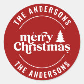 Sticker Rond Rétro Noël moderne minimal unique (Devant)