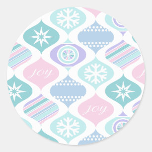 Sticker Rond Rétro Noël pastel d'hiver