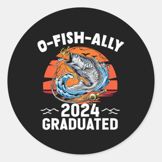 Sticker Rond Retro O-fish-ally 2024 Diplômé supérieur (Devant)