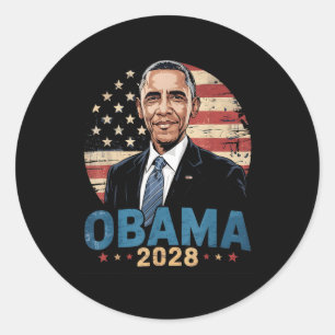 Sticker Rond Retro Obama Président Vintage 2028 Obama