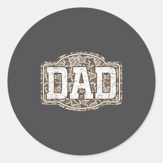 Sticker Rond Retro Old Camo Dad Camouflage Hunting Season Fathe (Devant)