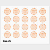 Sticker Rond Retro Orange Check Custom Wedding Thank You (Feuille)