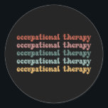 Sticker Rond Retro OT ergothérapie OT étudiant<br><div class="desc">Retro OT ergothérapie - Cadeaux d'appréciation des étudiants et des ergothérapeutes de l'école OT pour le mois OT!</div>