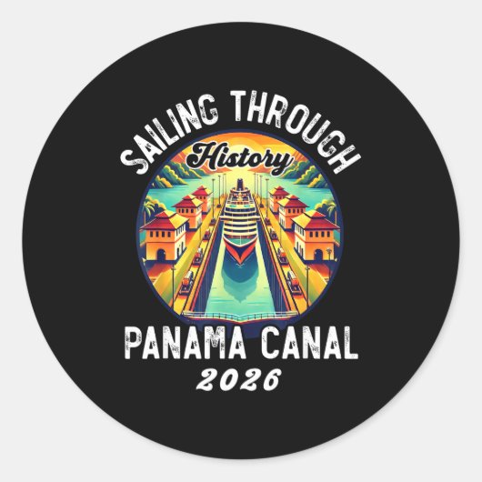 Sticker Rond Retro Panama C Panama Waterway Sailing Cruising 20 (Devant)