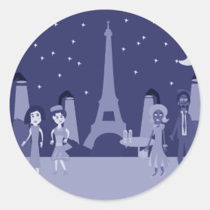 Sticker Rond Retro Paris