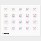 Sticker Rond Retro pastel coloré époque d'anniversaire moderne (Feuille)