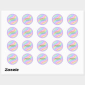 Sticker Rond Retro Pastel Cute Rainbow 6th Birthday (Feuille)