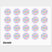 Sticker Rond Retro Pastel Rainbow 6th Birthday Party (Feuille)