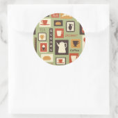 Sticker Rond Rétro pattern with kitchen dishes for breakfast (Sac)