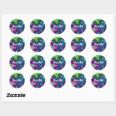 Sticker Rond Retro Peace Out Hippie Style Motif d'alimentation  (Feuille)