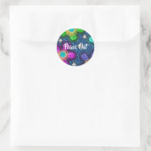 Sticker Rond Retro Peace Out Hippie Style Motif d'alimentation  (Sac)