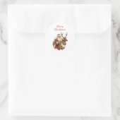 Sticker Rond Retro Père Noël classique Noël traditionnel (Sac)