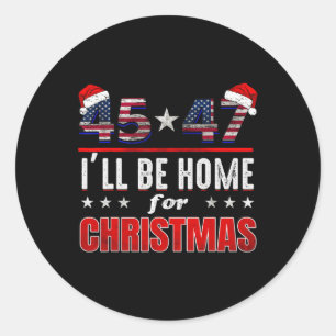 Sticker Rond Retro Père Noël Trump 47ème Président Je serai à l