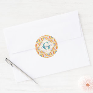Sticker Rond Retro personnalisé Aegean Eté Radiant Mandala