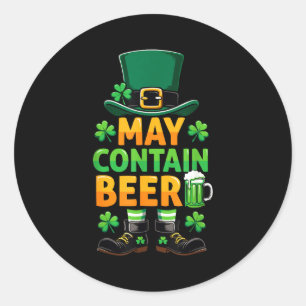 Sticker Rond Rétro peut contenir lutin de bière jour de la Sain