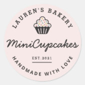 Sticker Rond Retro Pink Accueil Boulangerie Logo Cupcakes maiso (Devant)