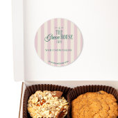 Sticker Rond Retro Pink Boulangerie verte Café Logo Marqué